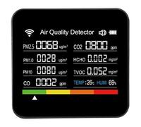 Duokon Medidor Inteligente de Calidad del Aire, ABS WiFi Medidor de Calidad del Aire Interior con Pantalla TFT de 2,8 Pulgadas, Monitor de Humedad y Temperatura 14 en 1 HCHO PM2.5 VOC para la