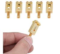 Duokon Sillines de Trémolo para Guitarra Eléctrica Piezas de Puente de Metal 6 Piezas Altura Ajustable con Llave Sillín de 20 Mm Configuración de 5 Mm a 10 para Reemplazo de Guitarristas (GOLD)