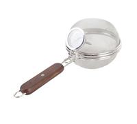 Duokon Tostador de Granos de café de Acero Inoxidable, Herramienta Manual para Tostar café con Termómetro, Red de Malla y de Madera, Capacidad de 4,23 Oz para Uso Doméstico en Camping Al Aire Libre