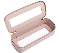 Duolan - Bolsa de maquillaje transparente para viaje, neceser de viaje transparente para mujer, B/Rosa-1, delgado, Bolsa transparente para brochas de maquillaje