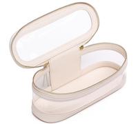 Duolan - Bolsa de maquillaje transparente para viaje, neceser de viaje transparente para mujer, beige, SLIM-2, Estuche para brochas de maquillaje