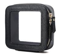 Duolan - Bolsa de maquillaje transparente para viaje, neceser de viaje transparente para mujer, Black, mini, Bolsa de maquillaje pequeña transparente