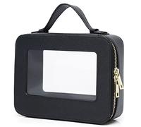 Duolan - Bolsa de maquillaje transparente para viaje, neceser de viaje transparente para mujer, Black, mini, Bolsa de maquillaje pequeña transparente