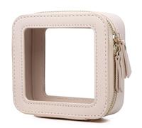 Duolan - Bolsa de maquillaje transparente para viaje, neceser de viaje transparente para mujer, C/Beige-2, mini, Mini bolsa de maquillaje transparente