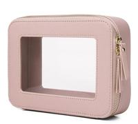 Duolan - Bolsa de maquillaje transparente para viaje, neceser de viaje transparente para mujer, P/rosa, M, Bolsa de maquillaje transparente para mujer