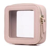 Duolan - Bolsa de maquillaje transparente para viaje, neceser de viaje transparente para mujer, Pink, mini, Bolsa de maquillaje pequeña transparente