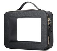 Duolan - Bolsa de maquillaje transparente para viaje, neceser de viaje transparente para mujer, Q/Negro, L, Bolsa de maquillaje transparente