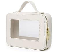 Duolan - Bolsa de maquillaje transparente para viaje, neceser de viaje transparente para mujer, White, mini, Bolsa de maquillaje pequeña