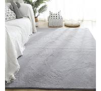 DUOLEH Alfombra de pelo sintético esponjoso, rectangular, no se desprende, lavable a máquina, color liso, para sala de estar, dormitorio, habitación de los niños, tapete antideslizante (200 x 300 cm