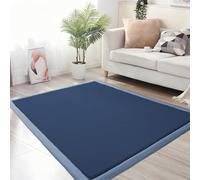 DUOLEH Alfombra lavable para sala de estar, tamaño grande, alfombra de tatami suave, tapete de yoga, tapete antideslizante para sala de estar, dormitorio, guardería (150 x 210 cm, azul oscuro)