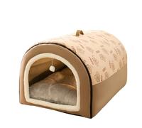 DUOLEH Cama cálida para perros para interiores, caseta antideslizante para perros, cama portátil plegable para mascotas, casa para mascotas con tapete de cojín esponjoso extraíble, acogedora tienda de