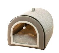 DUOLEH Cama cálida para perros para interiores, caseta antideslizante para perros, cama portátil plegable para mascotas, casa para mascotas con tapete de cojín esponjoso extraíble, acogedora tienda de