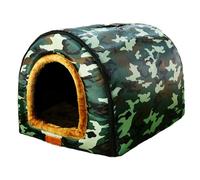 DUOLEH Cama portátil iglú para perros, lavable, casa extraíble para perros, refugio para mascotas interior con asa, sofá cama antideslizante 2 en 1 para cachorros (57 x 44 x 39 cm, estilo 3)