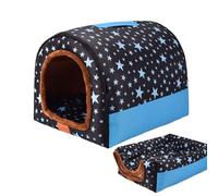 DUOLEH Cama portátil iglú para perros, lavable, casa extraíble para perros, refugio para mascotas interior con asa, sofá cama antideslizante 2 en 1 para cachorros (90 x 66 x 66 cm, estilo 5)