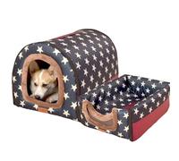 DUOLEH Cama portátil iglú para perros, lavable, casa extraíble para perros, refugio para mascotas interior con asa, sofá cama antideslizante 2 en 1 para cachorros (90 x 66 x 66 cm, estilo 1)
