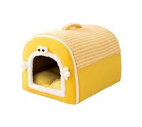 DUOLEH Casa plegable para perros para interiores, tapete de cama para perros y cachorros, con cojín extraíble con parte inferior antideslizante (60 x 45 x 40 cm, amarillo)