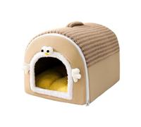 DUOLEH Casa plegable para perros para interiores, tapete de cama para perros y cachorros, con cojín extraíble con parte inferior antideslizante (50 x 40 x 35 cm, caqui)