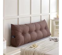 DUOLEH Cojines de respaldo de cuña grandes, almohadas extraíbles y lavables, cojín de apoyo lumbar con bolsillo, almohada triangular para leer, ver la televisión, relajarse (180 x 50 x 20 cm, marrón