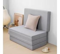 DUOLEH Colchón plegable de suelo, colchón plegable para cuna de viaje con funda lavable, cama plegable cuádruple para viajes, camping, caravanas, estudio, dormitorio (200 x 90 x 8 cm, gris claro)