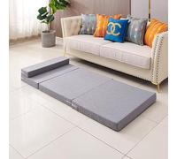 DUOLEH Colchón plegable de suelo triple, tapete portátil para cama individual, colchón plegable de espuma viscoelástica con funda extraíble lavable, cama de invitados para camping, caravana