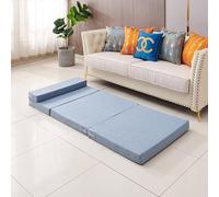DUOLEH Colchón plegable de suelo triple, tapete portátil para cama individual, colchón plegable de espuma viscoelástica con funda extraíble lavable, cama de invitados para camping, caravana