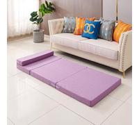 DUOLEH Colchón plegable de suelo triple, tapete portátil para cama individual, colchón plegable de espuma viscoelástica con funda extraíble lavable, cama de invitados para camping, caravana