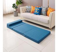 DUOLEH Colchón plegable de suelo triple, tapete portátil para cama individual, colchón plegable de espuma viscoelástica con funda extraíble lavable, cama de invitados para camping, caravana