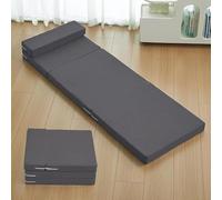 DUOLEH Colchón plegable extraíble, colchón de espuma viscoelástica, colchón de suelo con almohada portátil y bolsa de almacenamiento, cama plegable para viajes, camping, caravanas (200 x 90 x 5 cm