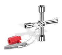 Duoleimi 1 pieza de llave multifuncional de 4 vías para armarios de distribución para contadores eléctricos de agua y gas, llave universal de 4 vías, plateada