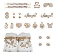 Duoleimi 22 Piezas de Accesorios para Zapatos con pedrería, Pins para Crocs de Mujer, Jibbitz para Crocs, Adornos para Zapatos DIY, Adornos para Zuecos