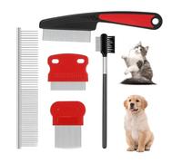 Duoleimi 5 peines eliminadores de manchas de lágrimas - Peine de ojos para perros de doble cara, peine antipulgas para gatos, cepillo para perros, caniche, peine para piojos, peine de garrapatas para