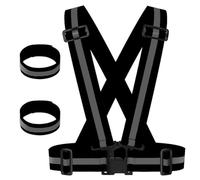 Duoleimi Chaleco reflectante para bicicleta, chaleco reflectante negro para mujer, hombre, niños y 2 bandas reflectantes ajustables, chaleco de seguridad de alta visibilidad y reflectores para correr,