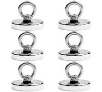 Duoleimi Imanes Fuertes Iman de neodimio Grande de 45 kg Imanes Extra Fuertes Imanes de Fuerte sujeción Pesca con Tornillos de Ojal para el hogar, el Taller, el Agua D32 mm 6 Piezas