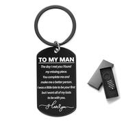 Duoleimi Llavero Hombre, Llavero Amor: Regalo «Te Quiero» para Hombres, Llavero Negro con Caja, Boda, Navidad o cumpleaños para tu Pareja