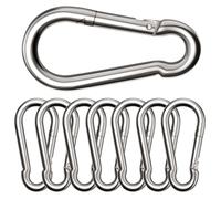 Duoleimi Lote de 8 mosquetones Grandes de Acero Inoxidable, Φ880 mm, mosquetón táctico Resistente 300 kg, galvanizados, no se oxidan - para Mochilas, Correas para Perros, hamacas, Camping, Pesca