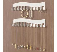 Duoleimi Soporte para Collares, Almacenamiento de Joyas en la Pared: Organizador de Joyas Resistente para Collares, Pulseras y Pendientes, Almacenamiento Colgante para Collares, 2 Unidades, Blanco