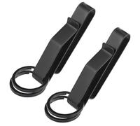 Duoleimi Soporte para Llaves con Clip para cinturón, 2 Soportes con Anillos metálicos Removibles, Gancho de Acero Inoxidable para cinturón táctico, para policías, Bomberos, Negro.