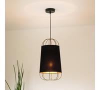Duolla Lámpara colgante Lantern pequeña, textil, metal, negro