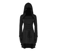 DUOLUVA Disfraz renacentista para mujer, disfraz de Halloween, vestido gótico espeluznante, vestido medieval, vestido para mujer, disfraz de carnaval, negro, talla XXL