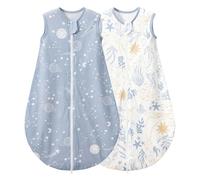 Duomiaomiao - Saco de dormir para bebé de 0.5 TOG, paquete de 2 unidades, 100 % algodón, saco de dormir de verano, unisex, manta portátil para recién nacidos de 6-18 meses, azul