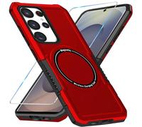 duomigesz Funda magnética para Samsung Galaxy S25 Ultra con protector de pantalla Galaxy S25 Ultra 5G, carga inalámbrica a prueba de golpes, color rojo