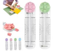 Duomiluo 4 in 1 Paper Cutter, 4-in-1 Multi-function Paper Trimmer with Straight, Wave, Perforated & Creasing Blades for Cutting Papers, Postcards, Coupons, Scrapbook (Pink+Green)