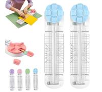 Duomiluo 4 in 1 Paper Cutter, 4-in-1 Multi-function Paper Trimmer with Straight, Wave, Perforated & Creasing Blades for Cutting Papers, Postcards, Coupons, Scrapbook (Blue*2)