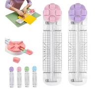 Duomiluo 4 in 1 Paper Cutter, 4-in-1 Multi-function Paper Trimmer with Straight, Wave, Perforated & Creasing Blades for Cutting Papers, Postcards, Coupons, Scrapbook (Pink+Purple)
