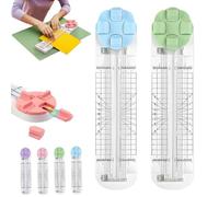 Duomiluo 4 in 1 Paper Cutter, 4-in-1 Multi-function Paper Trimmer with Straight, Wave, Perforated & Creasing Blades for Cutting Papers, Postcards, Coupons, Scrapbook (Blue+Green)
