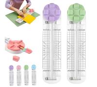 Duomiluo 4 in 1 Paper Cutter, 4-in-1 Multi-function Paper Trimmer with Straight, Wave, Perforated & Creasing Blades for Cutting Papers, Postcards, Coupons, Scrapbook (Purple+Green)