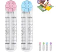 Duomiluo 4 In 1 Paper Cutter, Duomiluo 4 Style Multi-Function Trimmer, With Straight, Wave, Creasing Blades For Craft Paper, Cardstock, Label, Photo, Postcard (Pink*1pcs+Blue*1pcs)