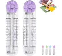 Duomiluo 4 In 1 Paper Cutter, Duomiluo 4 Style Multi-Function Trimmer, With Straight, Wave, Creasing Blades For Craft Paper, Cardstock, Label, Photo, Postcard (Purple*2pcs)