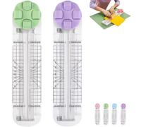 Duomiluo 4 In 1 Paper Cutter, Duomiluo 4 Style Multi-Function Trimmer, With Straight, Wave, Creasing Blades For Craft Paper, Cardstock, Label, Photo, Postcard (Green*1pcs+Purple*1pcs)