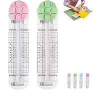 Duomiluo 4 In 1 Paper Cutter, Duomiluo 4 Style Multi-Function Trimmer, With Straight, Wave, Creasing Blades For Craft Paper, Cardstock, Label, Photo, Postcard (Pink*1pcs+Green*1pcs)